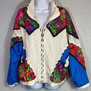 VNTG Dashers Vibrant Women's Bomber Jacket with Floral Accents